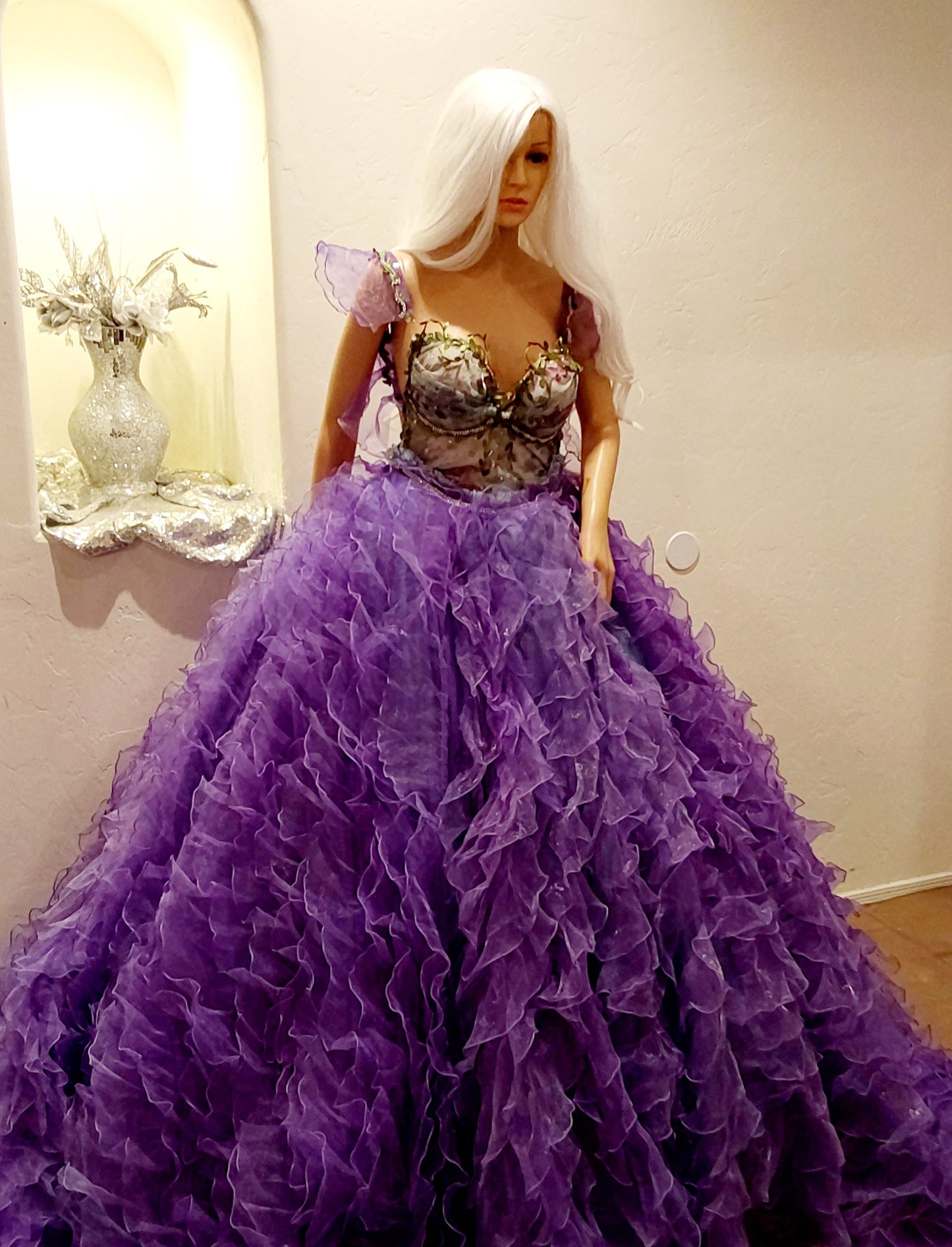 🪻EVE🪻Lavender Ruffled Organza Garden Wedding Ballgown Set