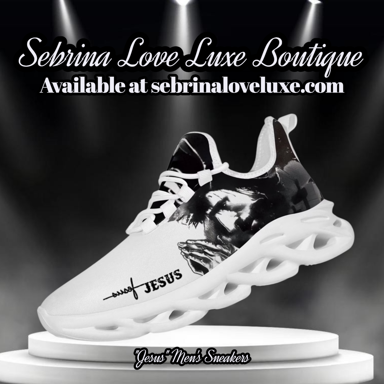 Men's "JESUS" Black & White Sneakers Running Shoes