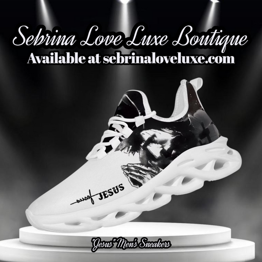 Men's "JESUS" Black & White Sneakers Running Shoes