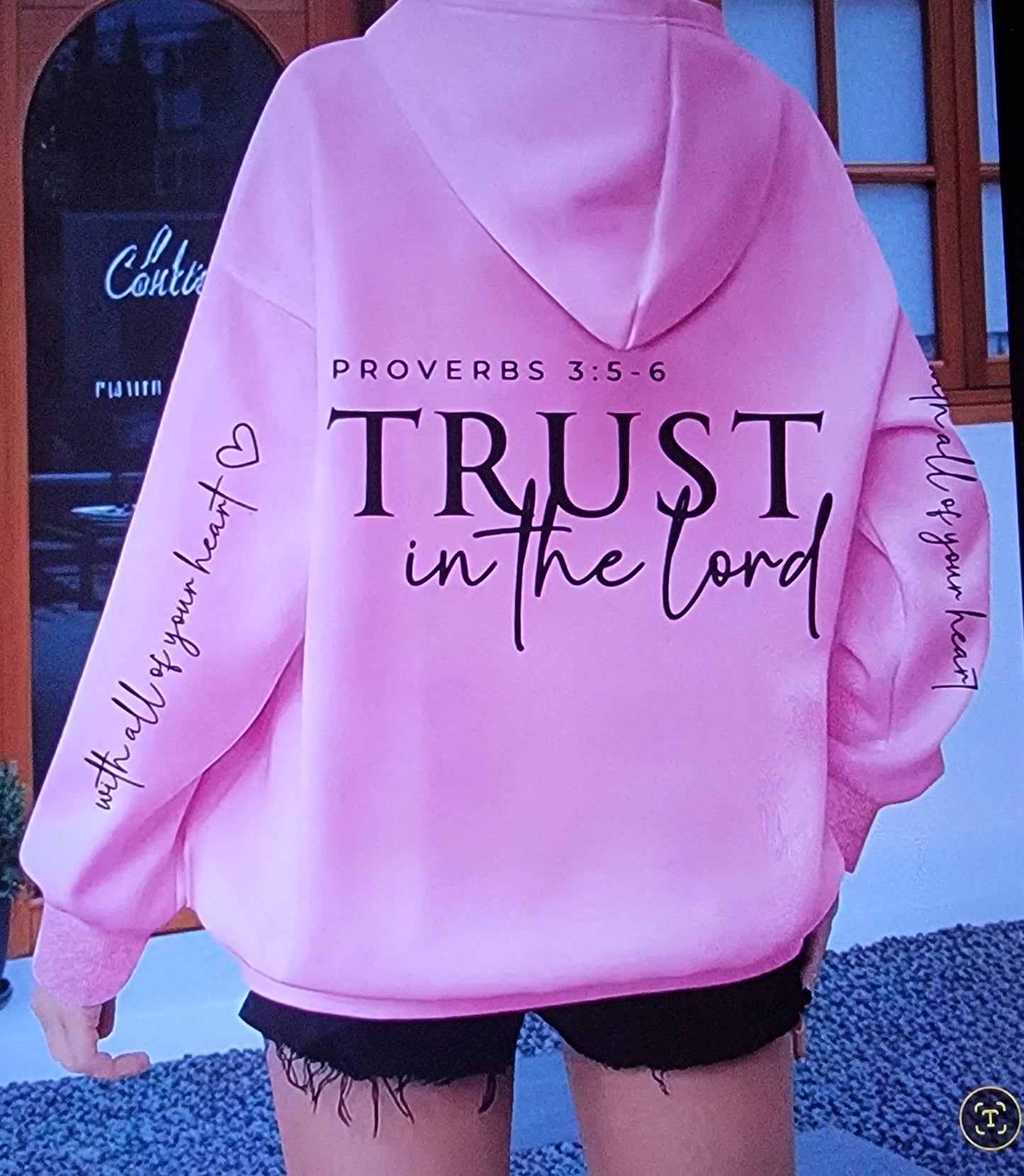 Comfy Cozy TRUST IN THE LORD Graphic Pink & Black Oversized Hoodie Sweatshirt