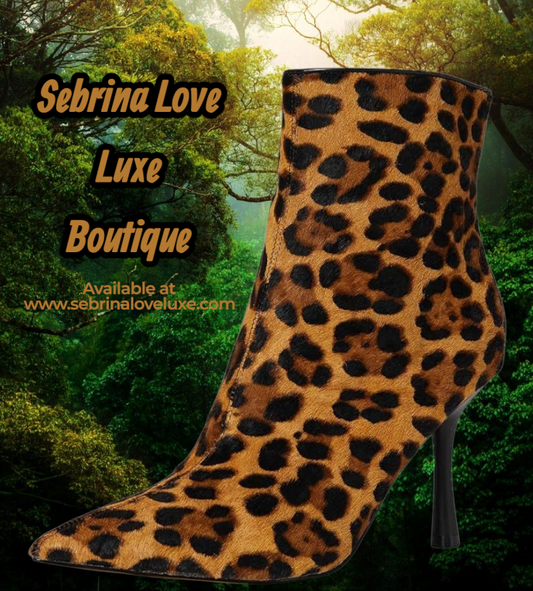 Sexy Brown & Black Leopard Print Ankle Boots