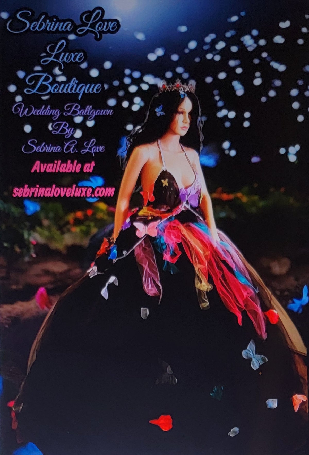 🦋TEMPEST🦋 Custom Order Gothic Romance Black Multicolor Butterfly Lace & Tulle Wedding Ballgown Set
