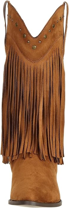 Boho Festival Walnut Brown Fringe Western Boots