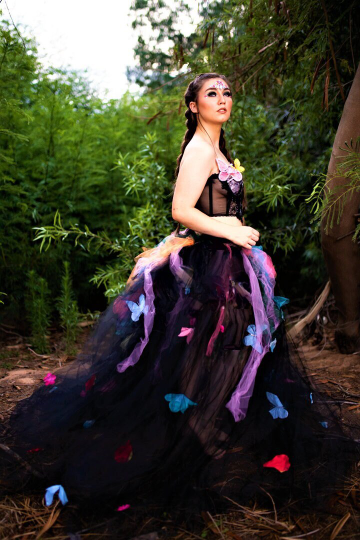 🦋LISA🦋 Custom Order Gothic Romance Black Multicolor Butterfly Lace & Tulle Wedding Ballgown Set