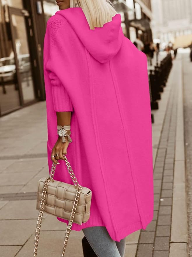 Cozy Hot Pink Maxi Cardigan Sweater