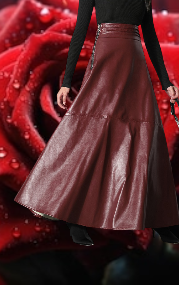 Merlot Faux Leather Maxi Skirt