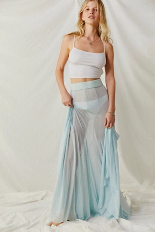 Romantic Free People Light Blue Maxi Skirt