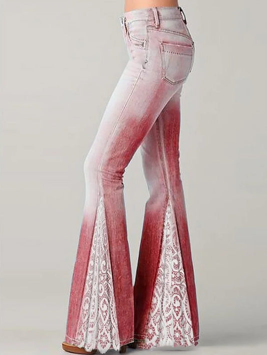 Bohemian Flare Lace Godet Jeans