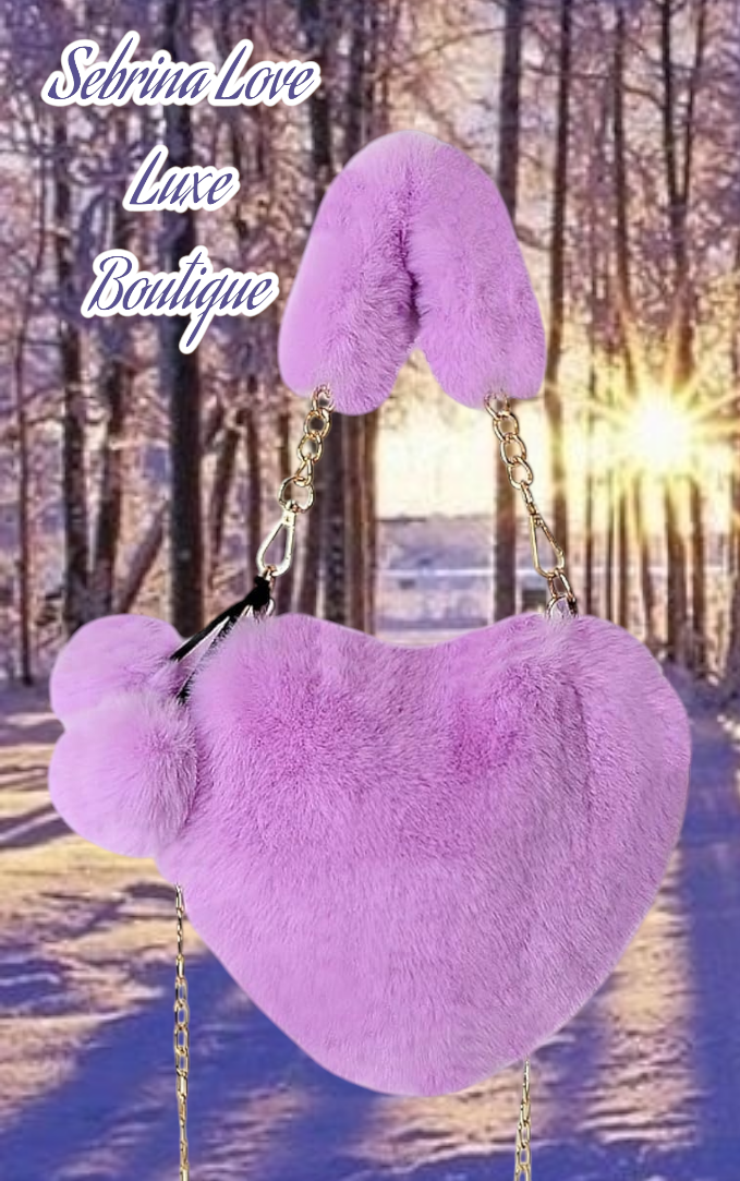 Fluffy Lavender Faux Fur Purse