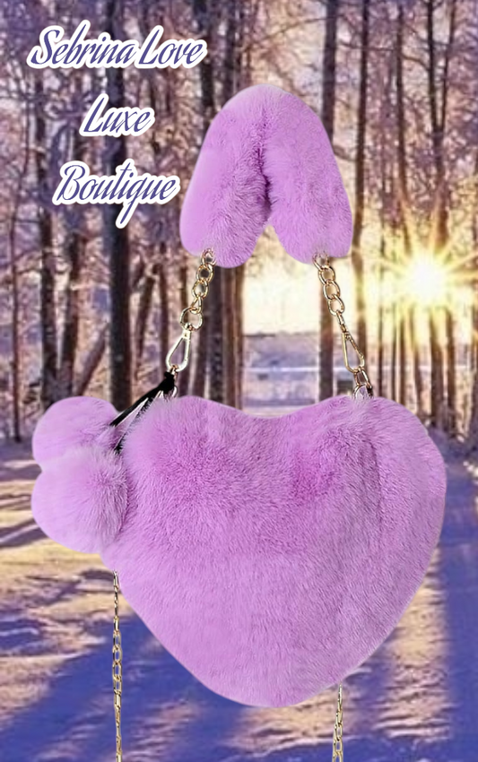 Fluffy Lavender Faux Fur Purse