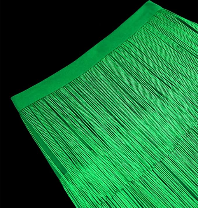 Sexy Green Fringe Midi Skirt