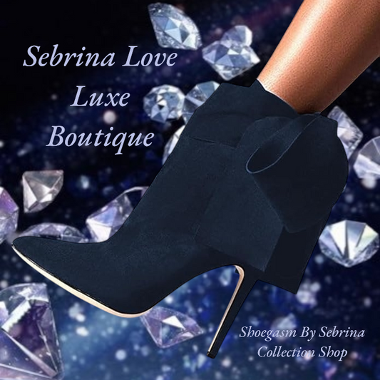 Sexy Midnight Blue Bow Detail Ankle Boots