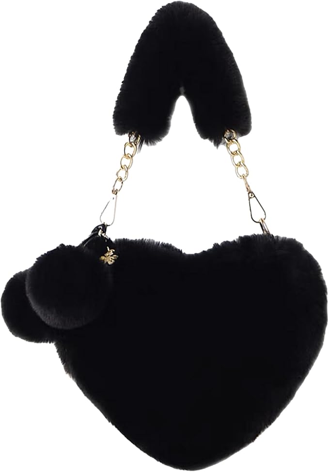 Fluffy Black Faux Fur Purse