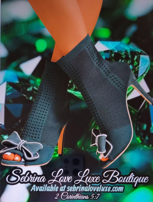 Chic Hunter Green Stretch Ankle Boots
