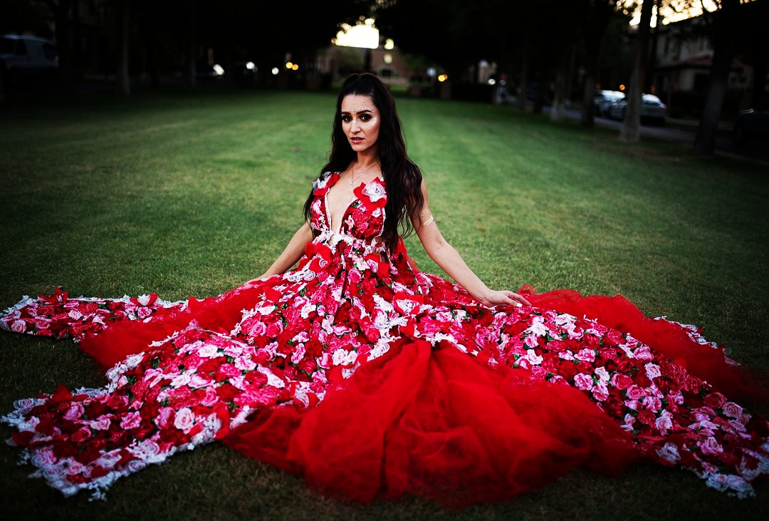 The 🌺LORELI🌺 Red & Pink Rose Garden Wedding Ballgown Set