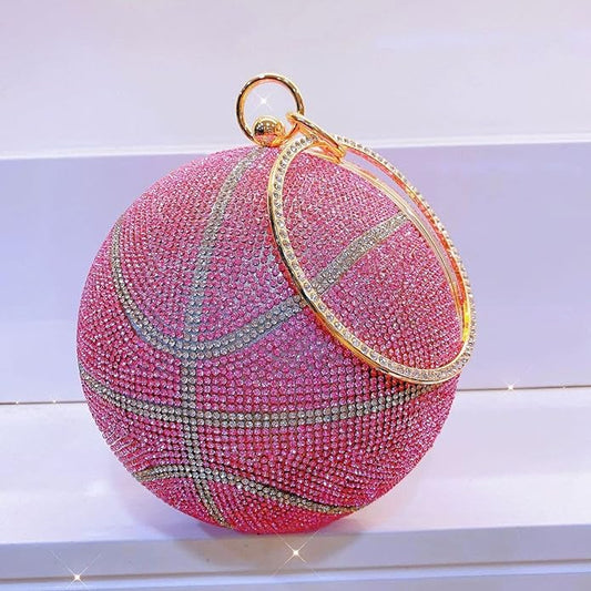 Pink Rhinestone Crystal Basketball Purse