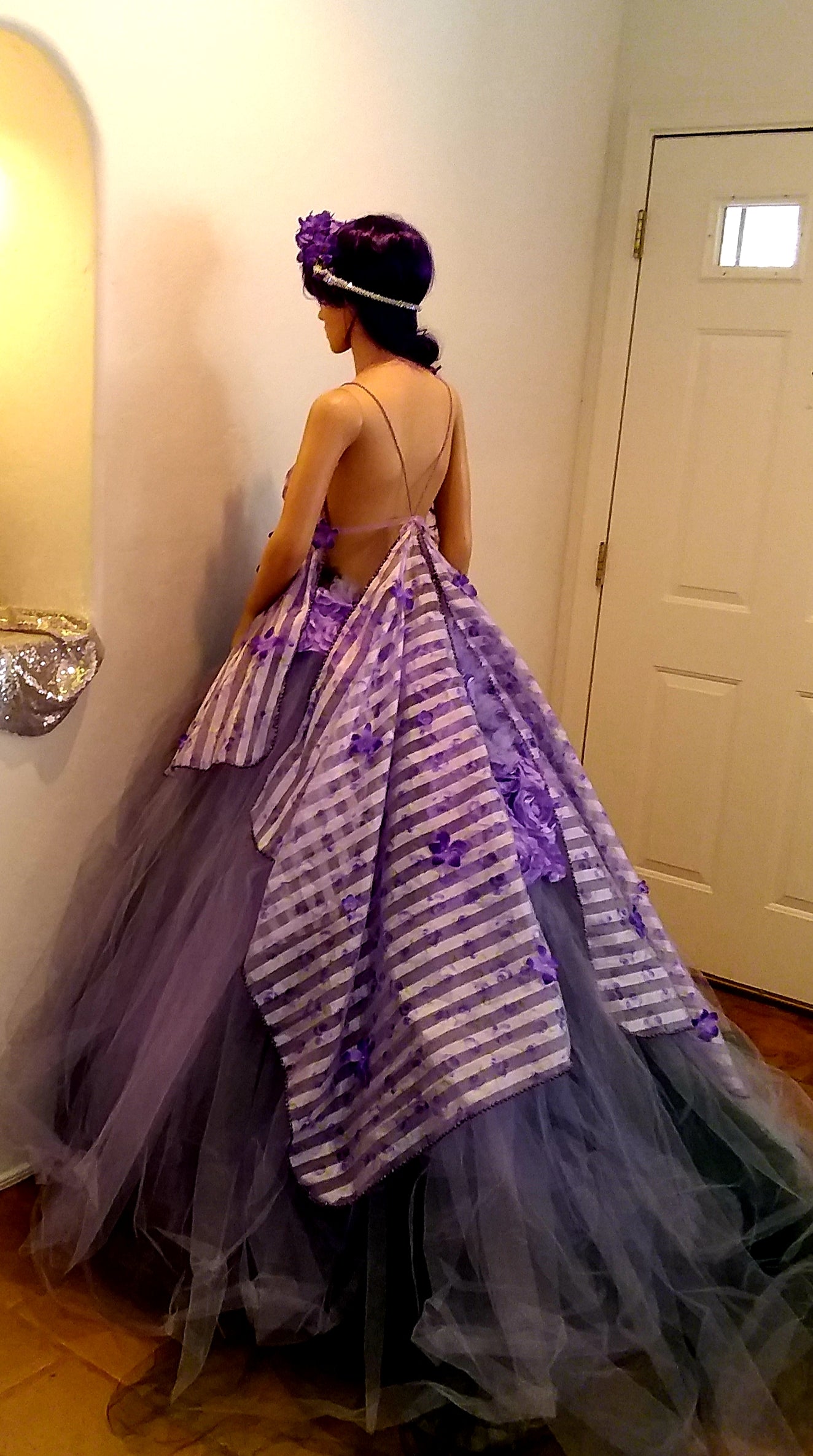"LEILANI" Lavender & Hunter Green Organza & Tulle Wedding Ballgown Set