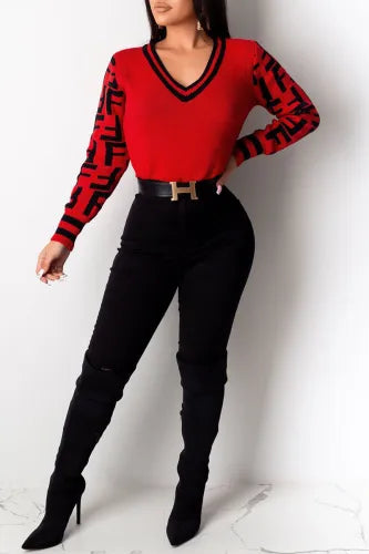 Beautiful Red & Black Letter Sweater