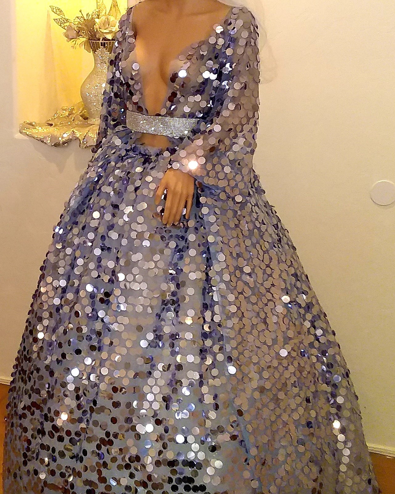 The 💎SUKI💎 Something Blue Sequin Crystal Kimono Wedding Ballgown Set