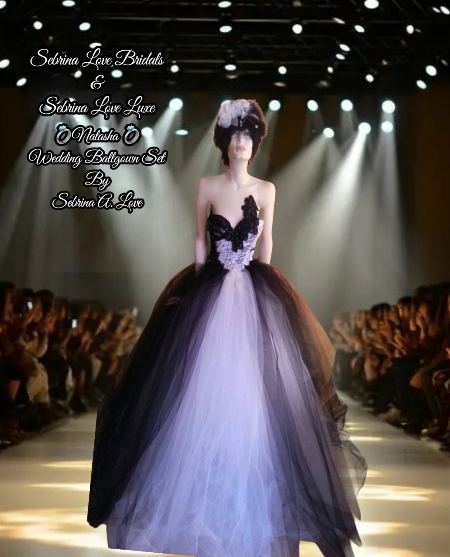 "NATASHA" Custom Order Gothic Romance Black & White Lace & Tulle Wedding Ballgown Set