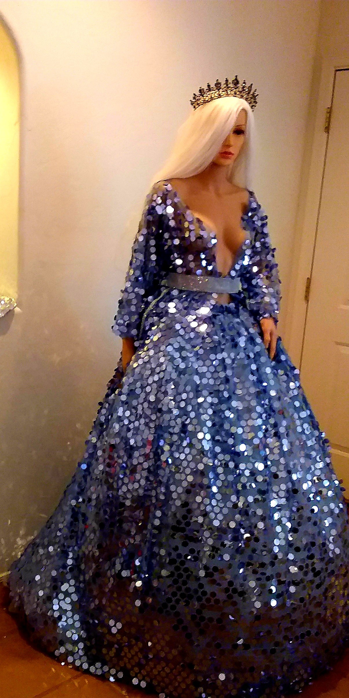 The 💎SUKI💎 Something Blue Sequin Crystal Kimono Wedding Ballgown Set