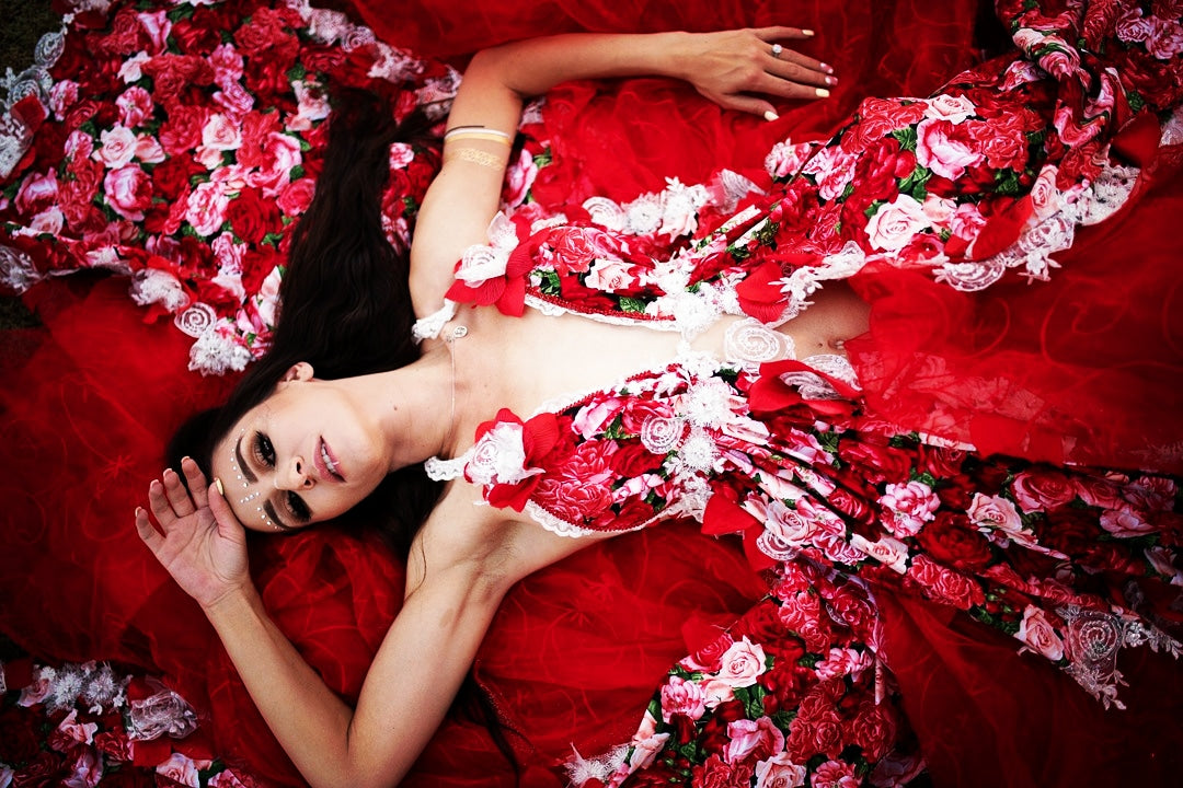 The 🌺LORELI🌺 Red & Pink Rose Garden Wedding Ballgown Set