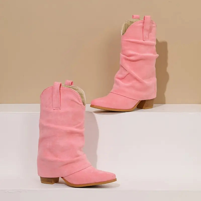 Pink Boho Festival Foldover Western Boots