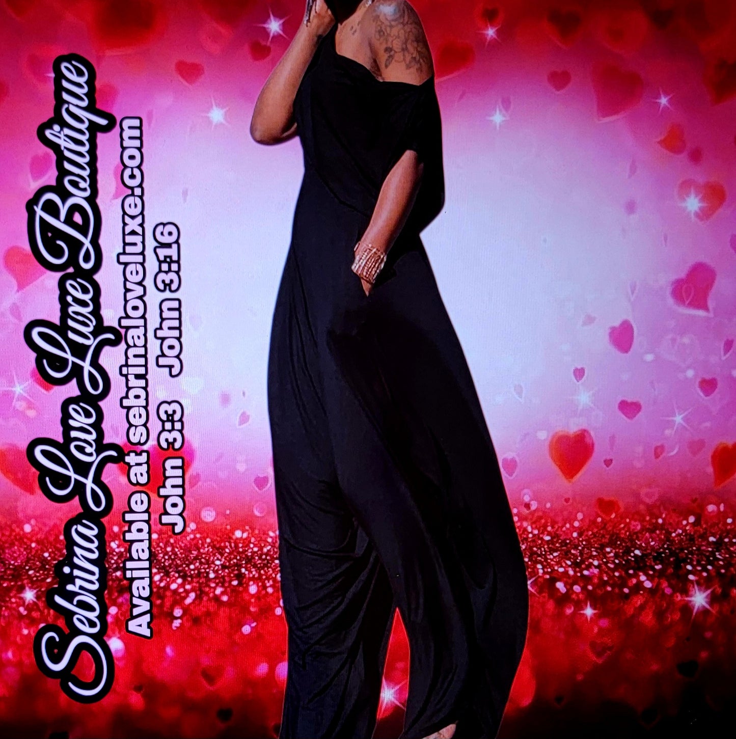 Exotic Black Off The Shoulder Top & Harem Pants Set