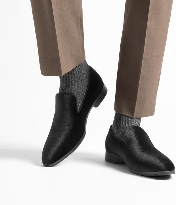 Elegant Bruno Marc Black Velvet Men's Drivers Moccasin Loafers