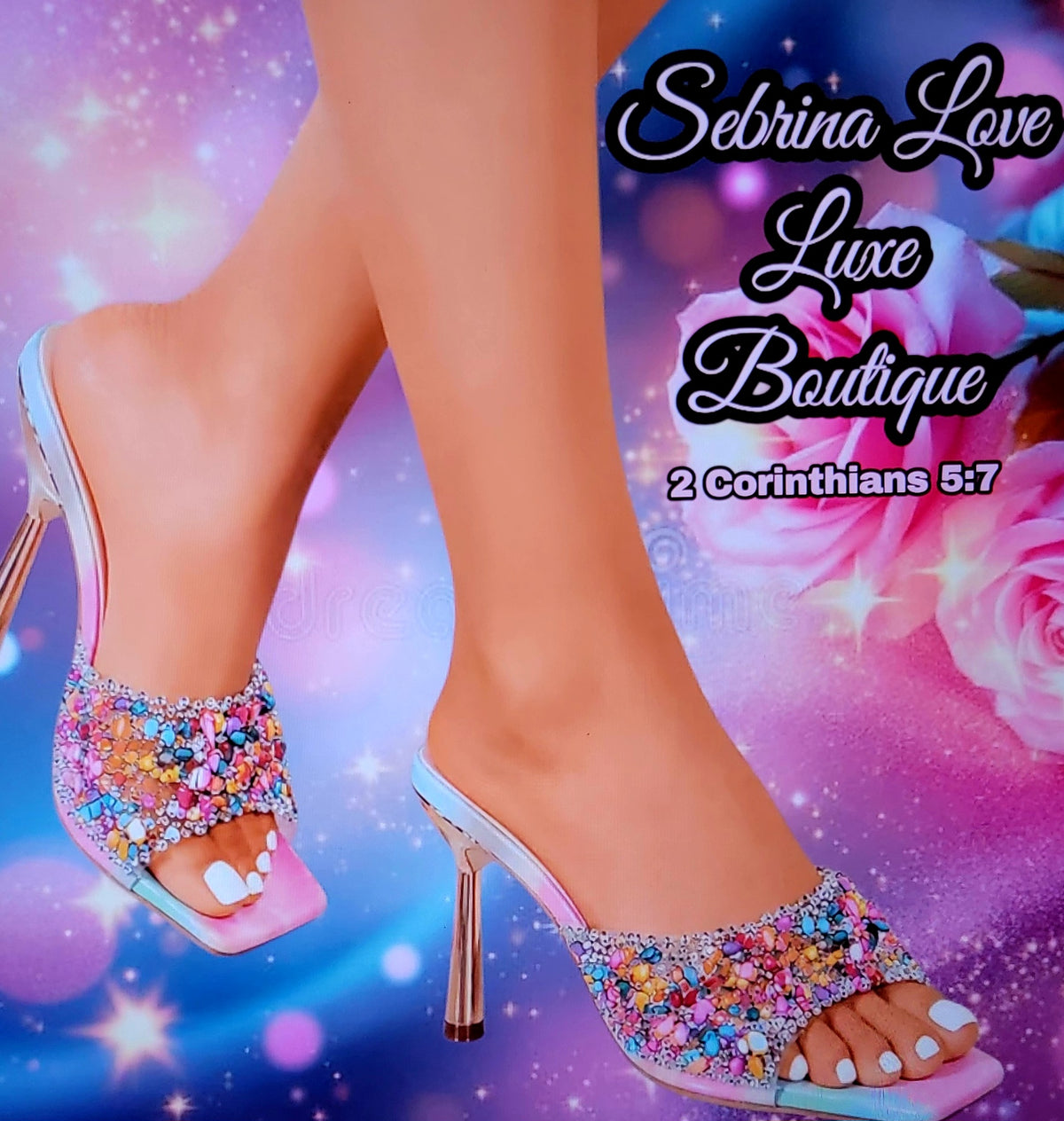 Flirty Rainbow Multicolor Beaded Mules