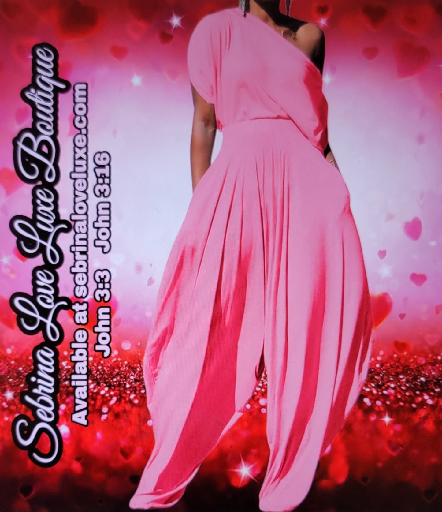 Exotic Pink Off The Shoulder Top & Harem Pants Set