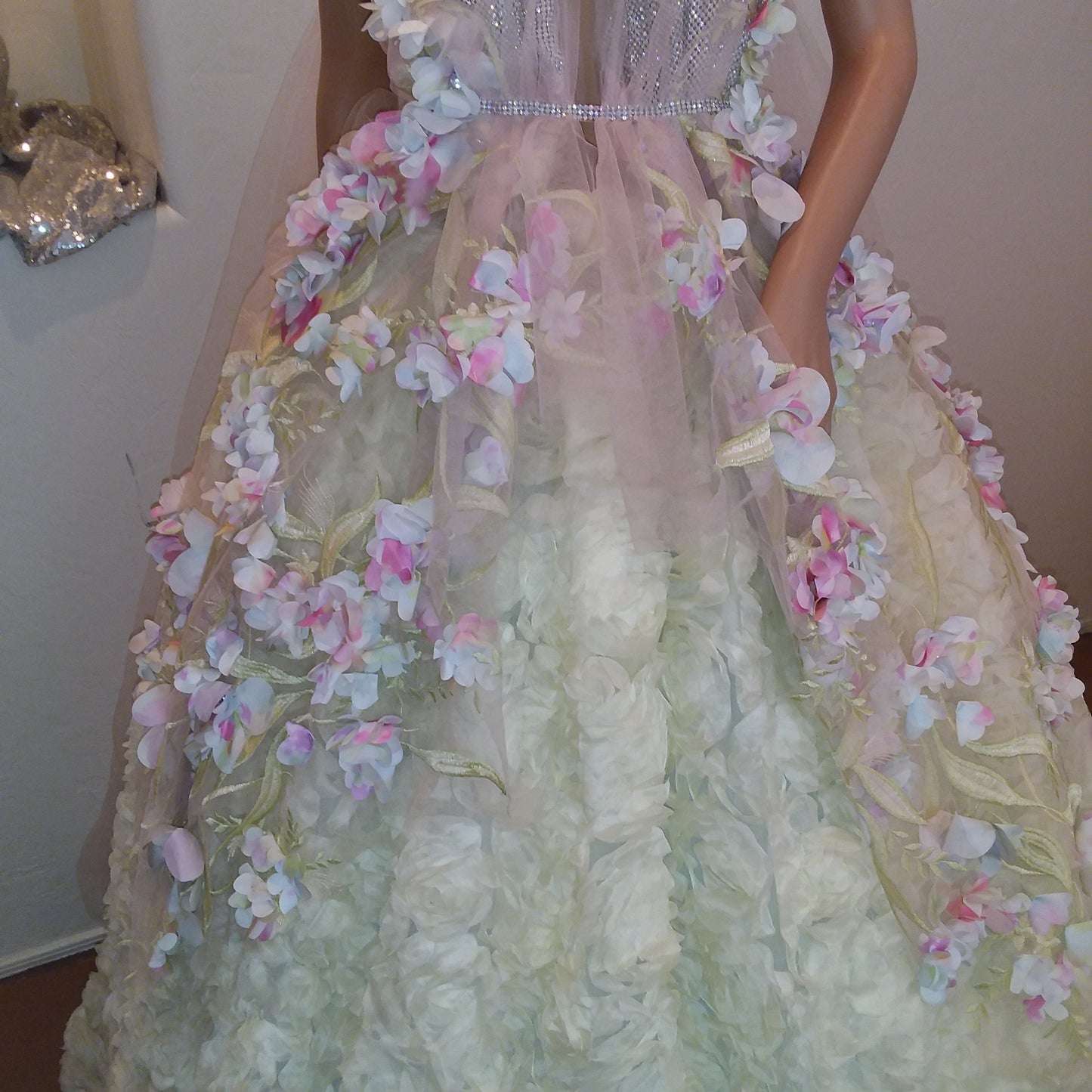 "HYACINTH" Pastel Watercolor 3D Floral Wedding Ballgown Set
