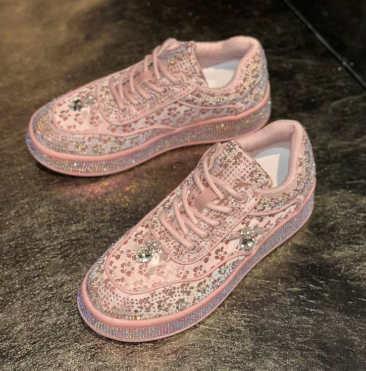 Cute Blush Pink Crystal Rhinestone Bejeweled Sneakers