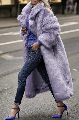 Plush Lavender Faux Fur Coat
