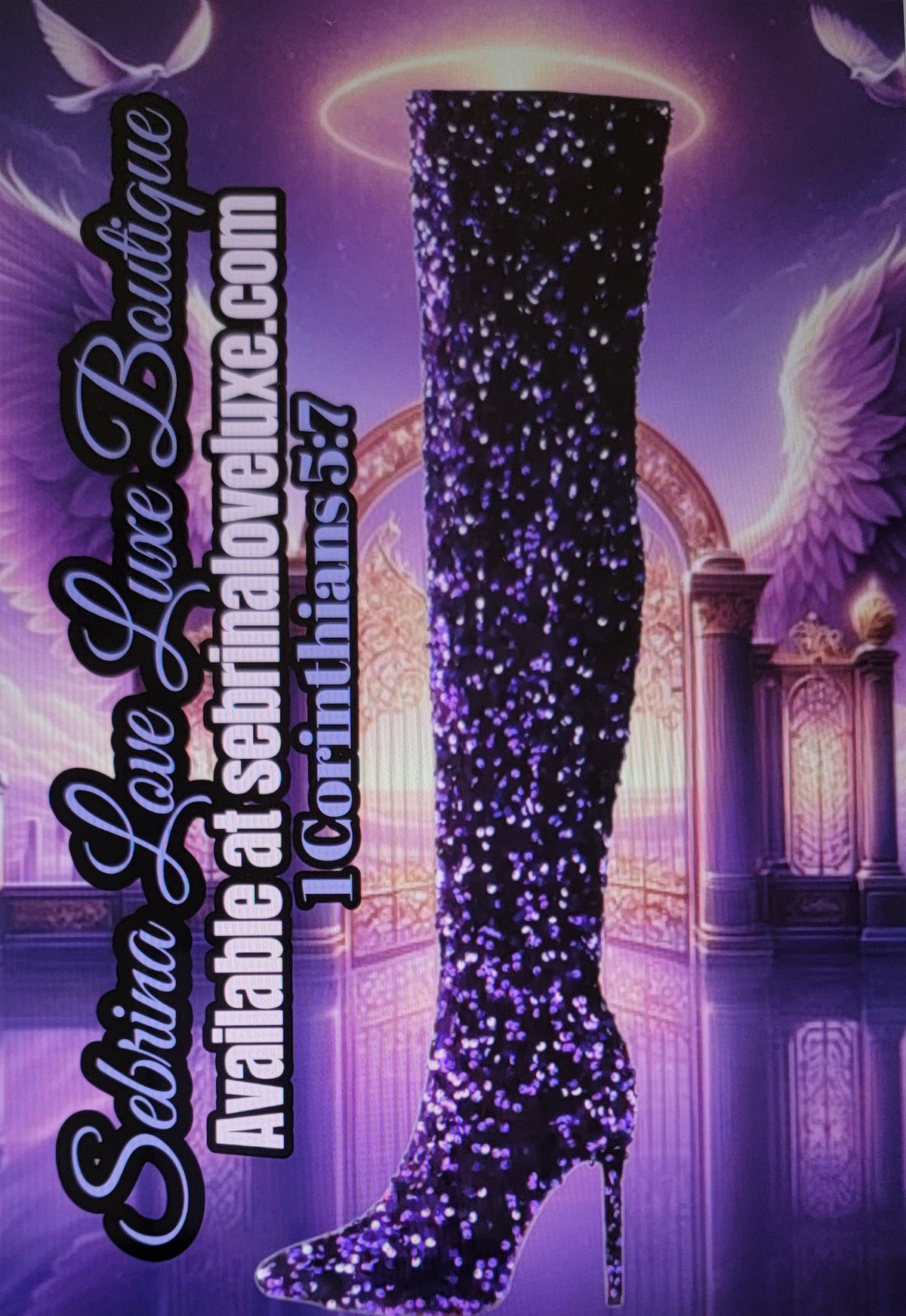 Luxe Purple Sparkly Sequin Thigh Boots