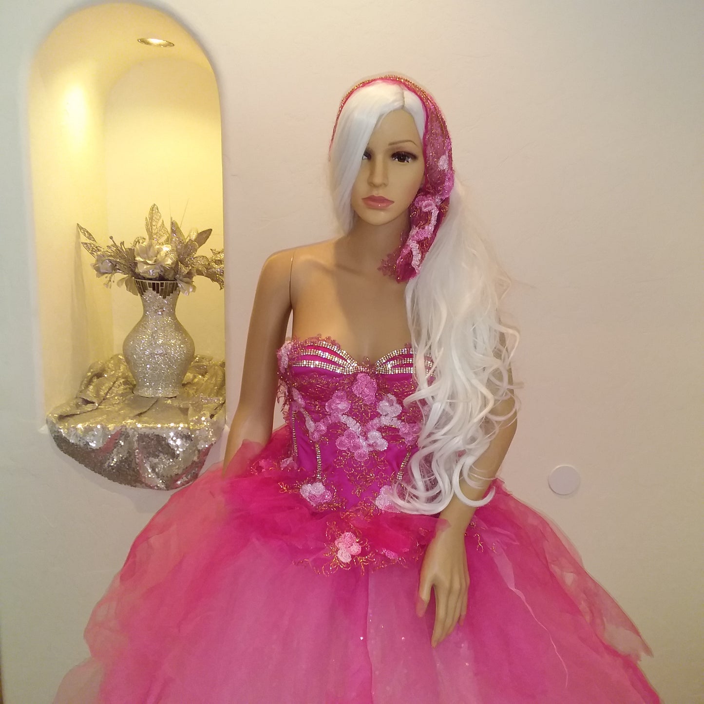 🌺SASHA🌺 Pink & Gold Embroidered Lace Tulle Wedding Ballgown Set