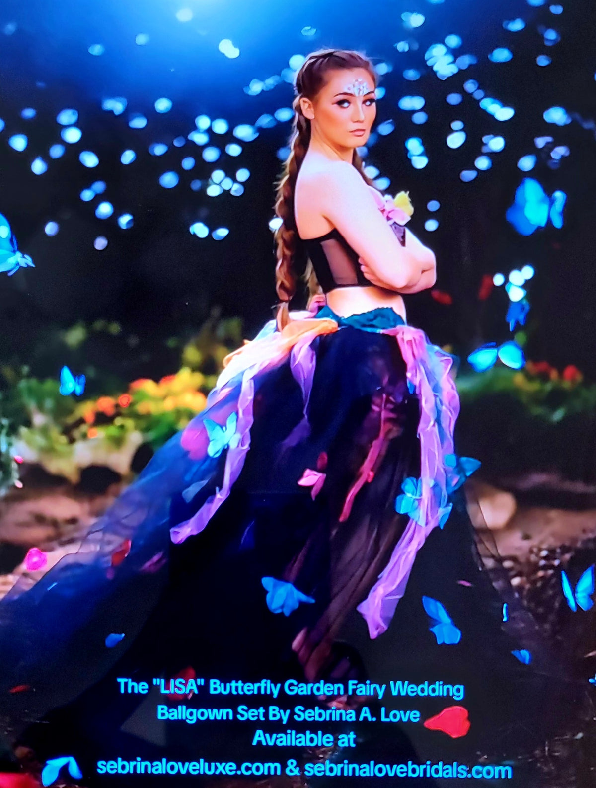 🦋LISA🦋 Custom Order Gothic Romance Black Multicolor Butterfly Lace & Tulle Wedding Ballgown Set