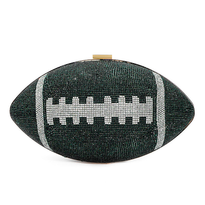 Ocean Blue Rhinestone Crystal Football Purse