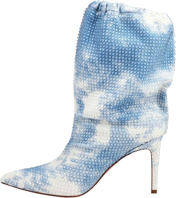 Sexy Blue & White Tie Dye Ankle Boots