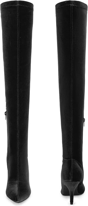 Luxe Deep Hunter Green Stretch Velvet Knee Boots