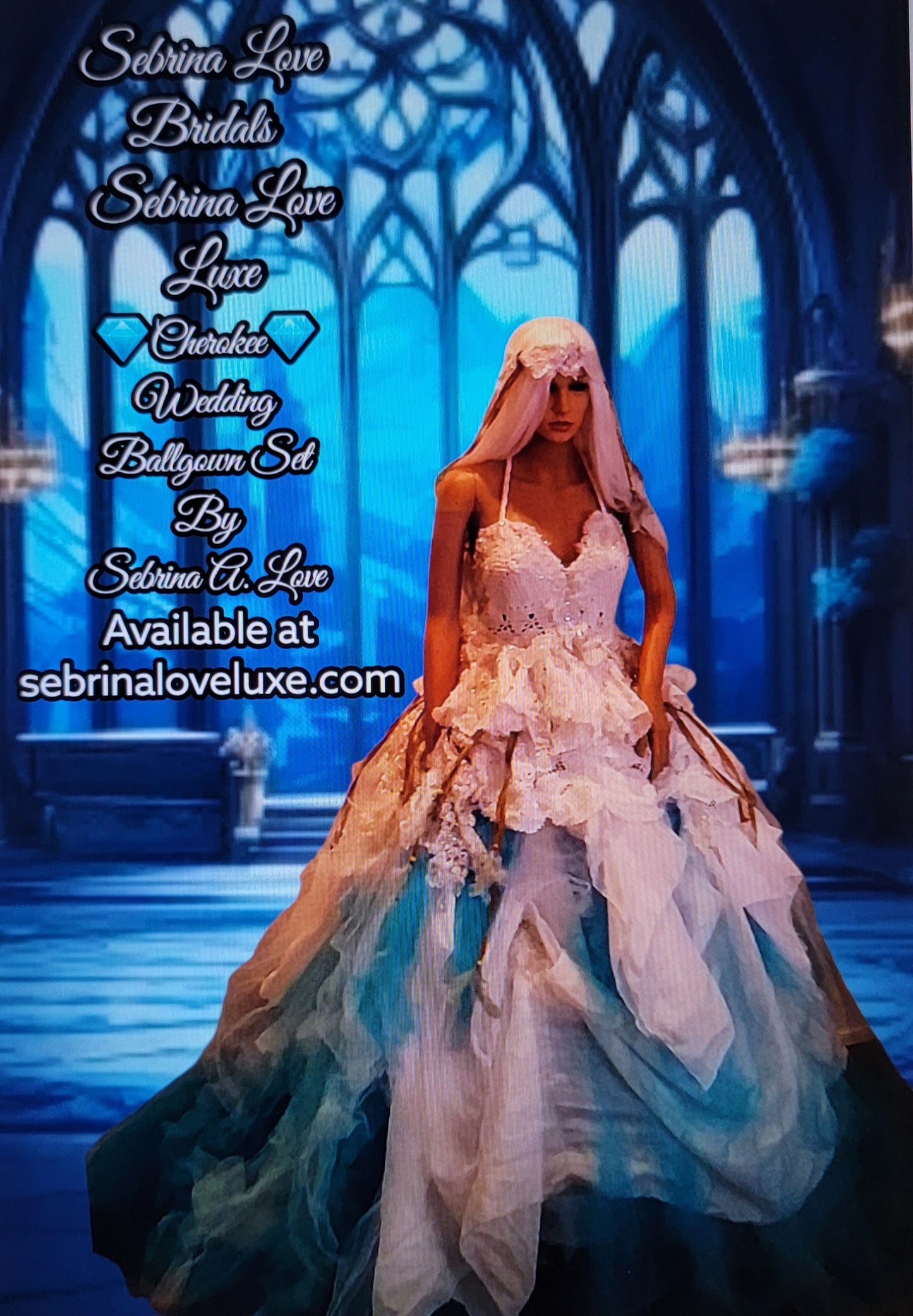 The 💎CHEROKEE 💎 White & Turquoise Boho Wedding Ballgown Set