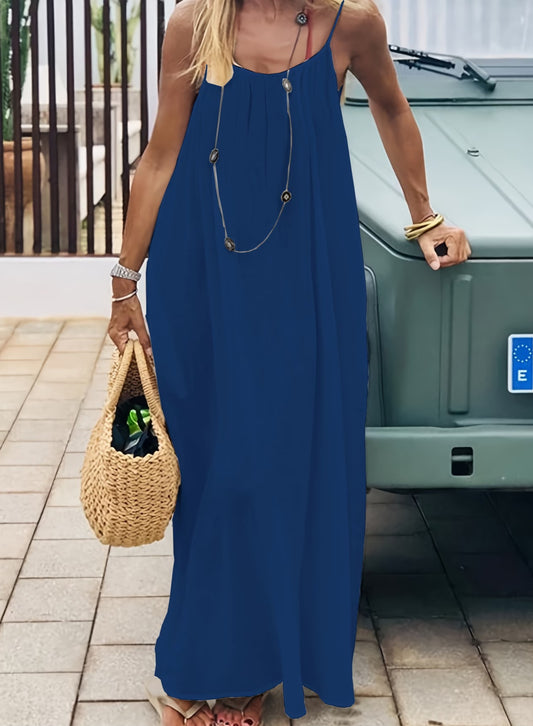 Romantic Blue Backless Maxi Dress