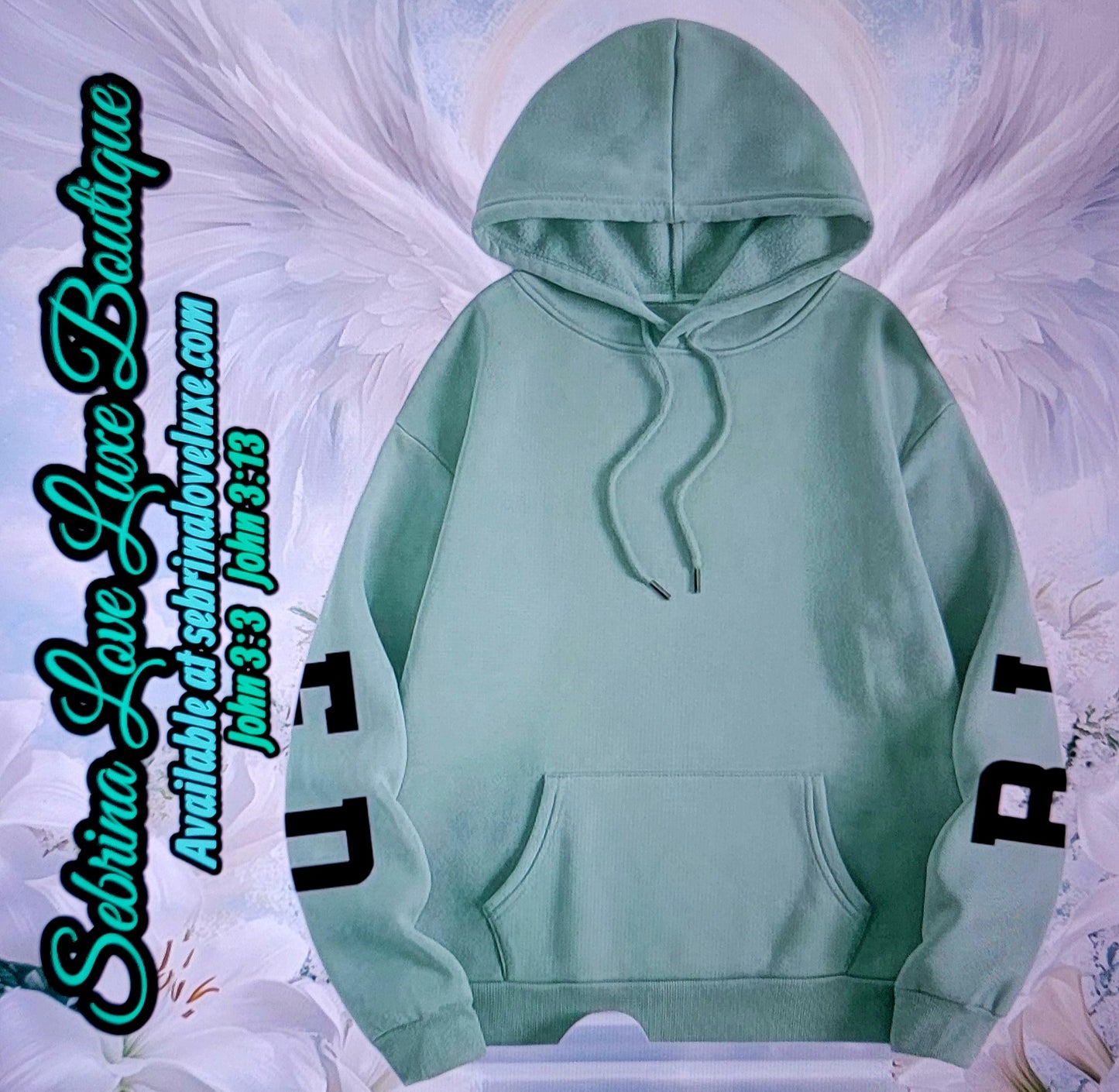 "BLESSED BEYOND MEASURE" Graphic Green & Black Scripture Hoodie Sweatshirt