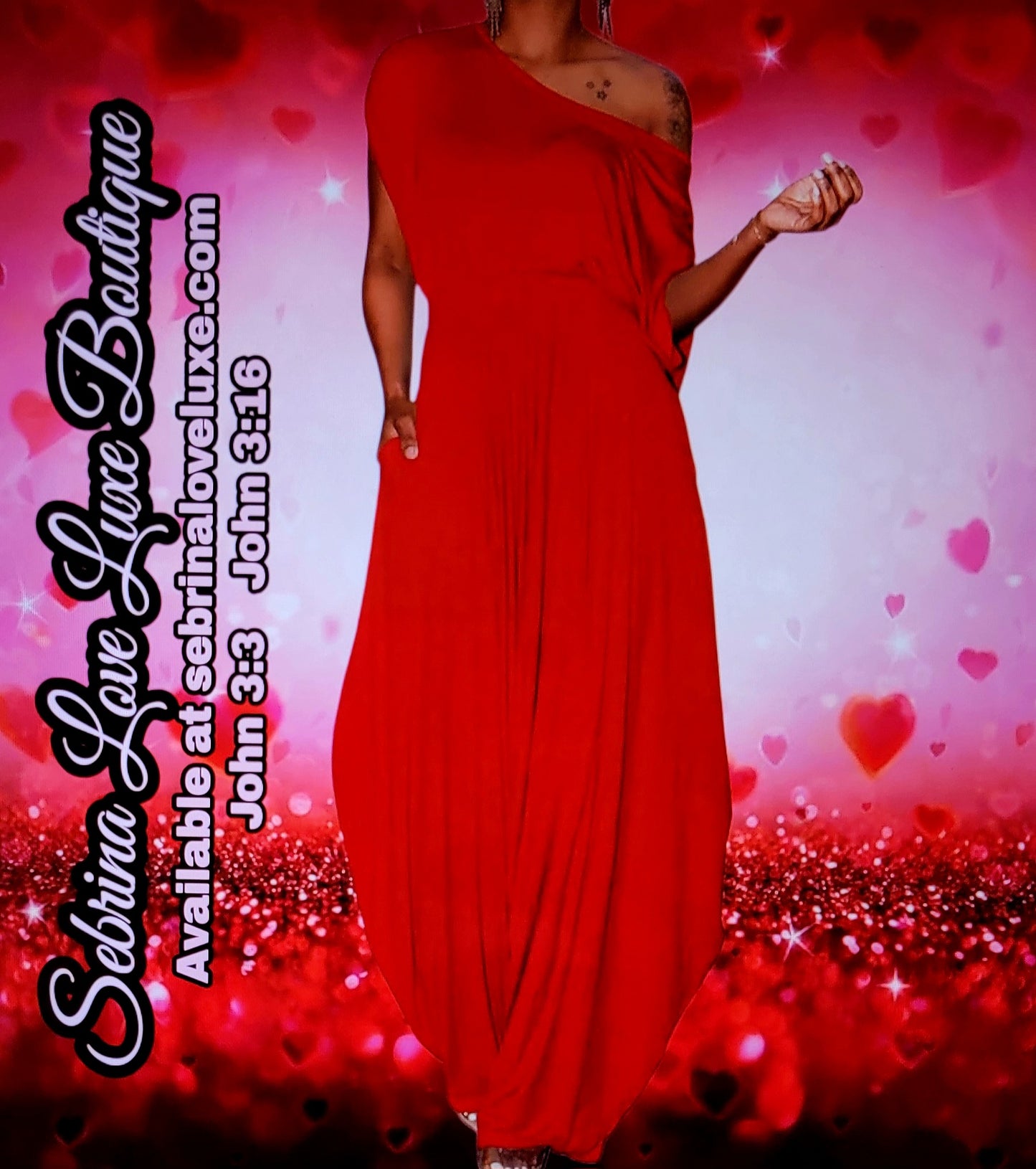 Exotic Red Off The Shoulder Top & Harem Pants Set