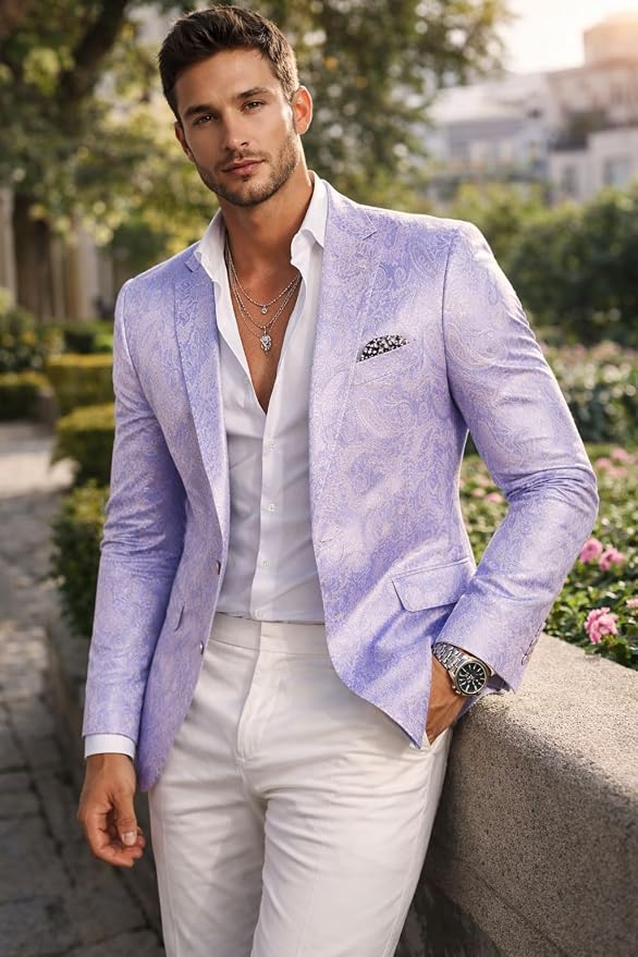 Elegant Lavender Brocade Dinner Formal Jacket