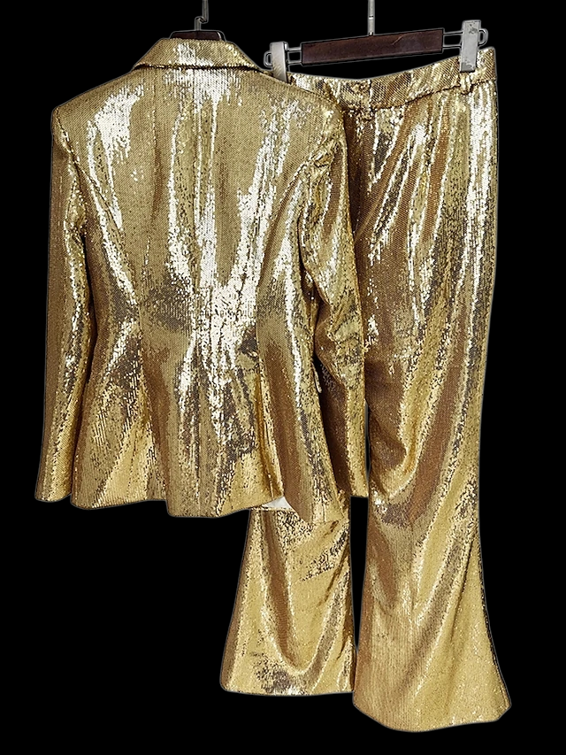 Luxe Metallic Gold 2pc Blazer & Pants Set