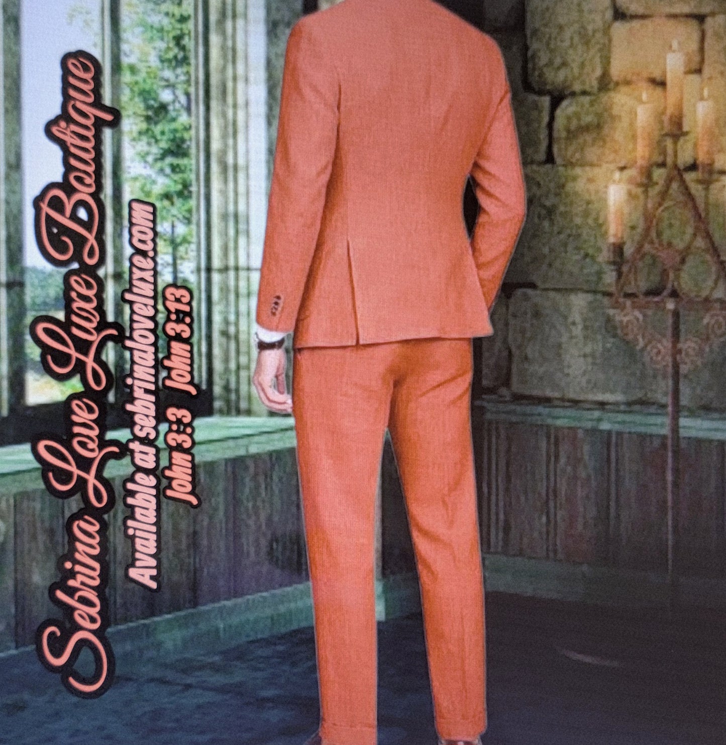 Men's Rust Stone 2 Piece Jacket & Pants Suit