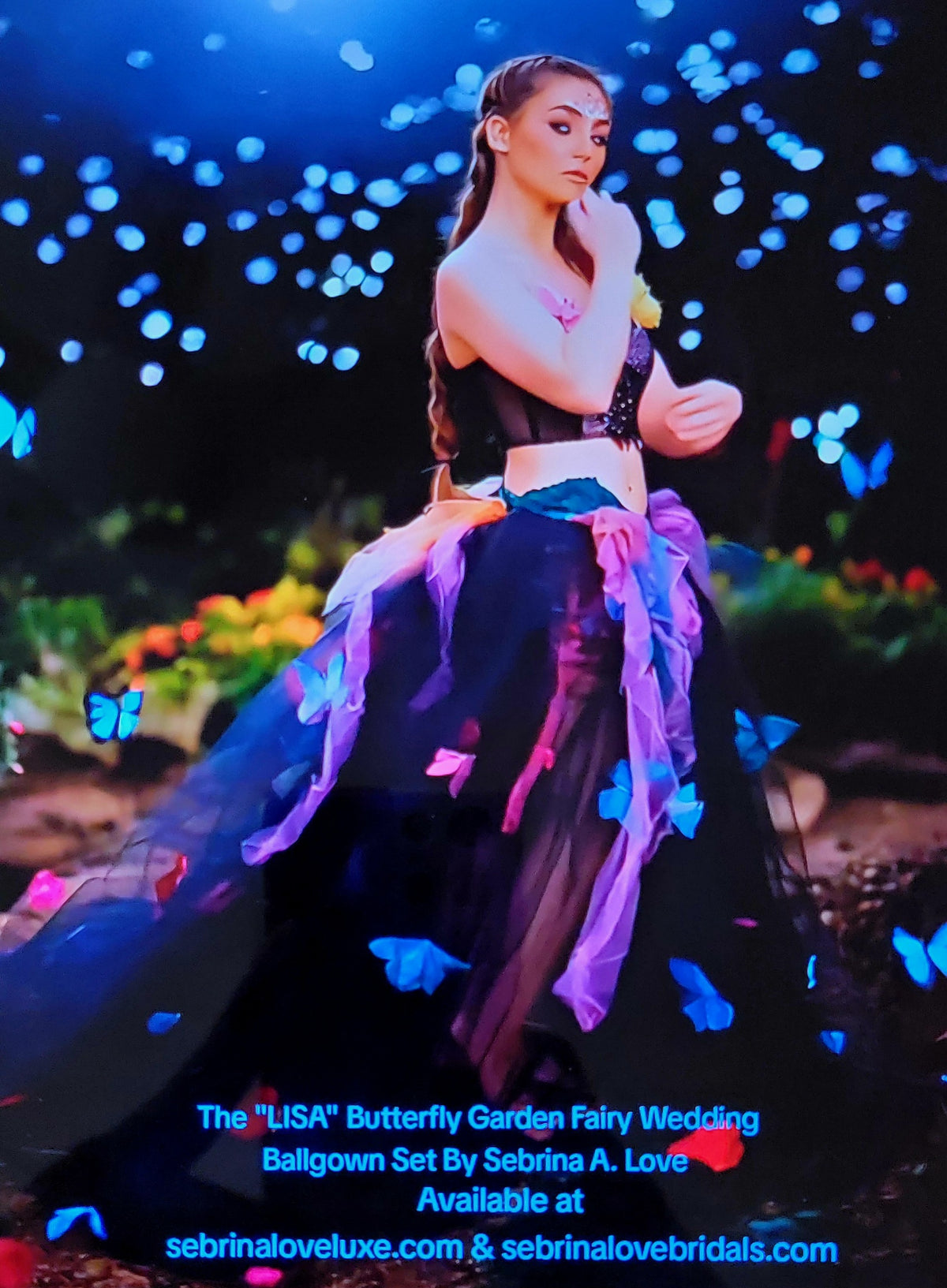🦋LISA🦋 Custom Order Gothic Romance Black Multicolor Butterfly Lace & Tulle Wedding Ballgown Set