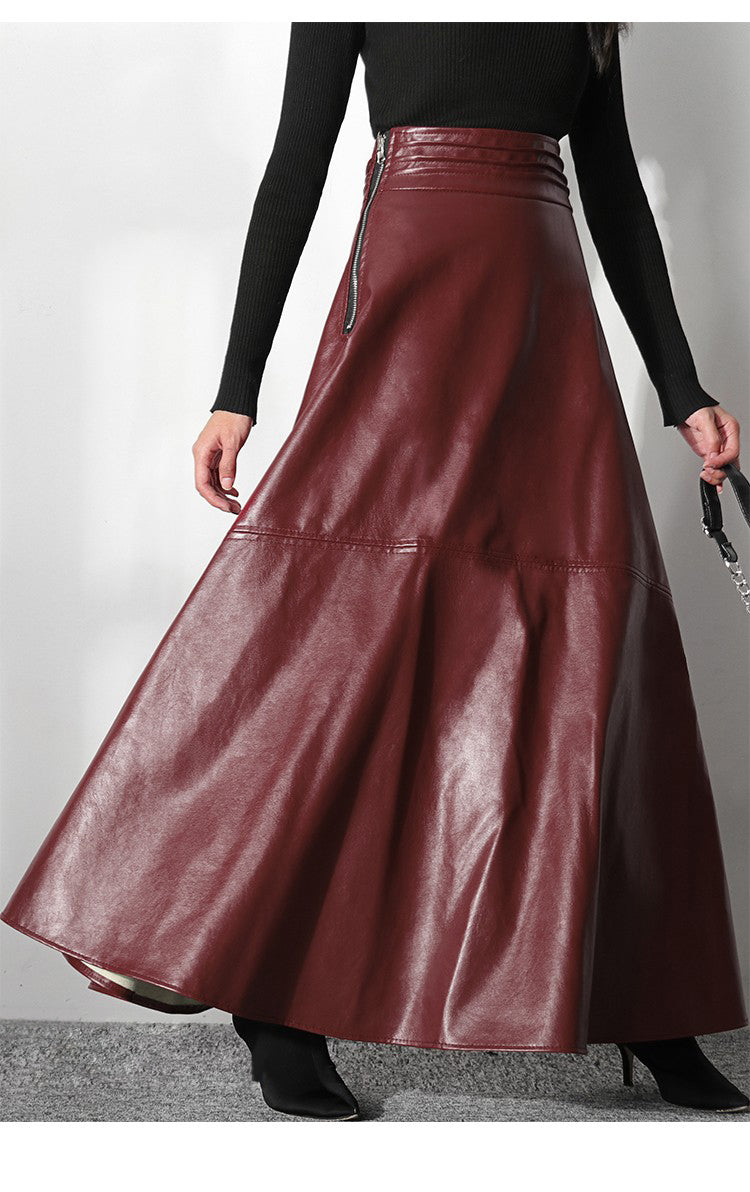 Merlot Faux Leather Maxi Skirt