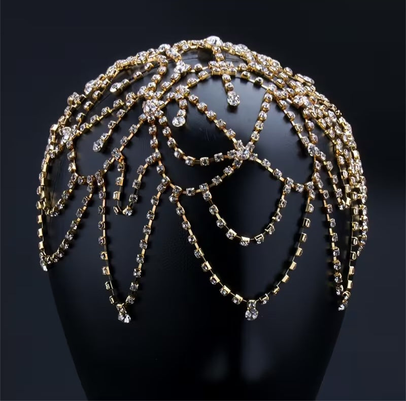 Gatsby Vintage Inspired Gold Crystal Diamante Headpiece